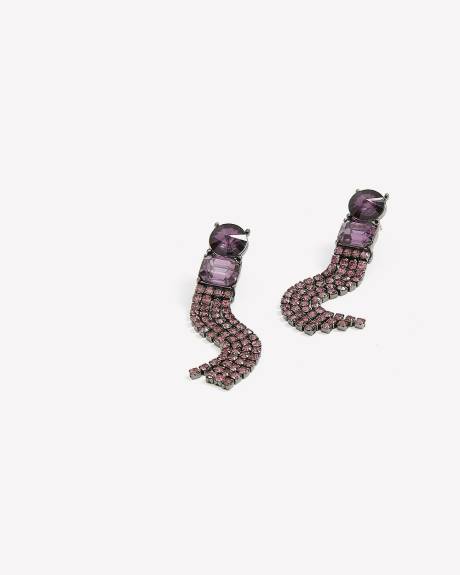 Fancy Purple Stone Drop Earrings