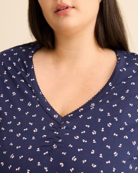 Long Short-Sleeve Sleepshirt with Picot Edge Detail - ti Voglio