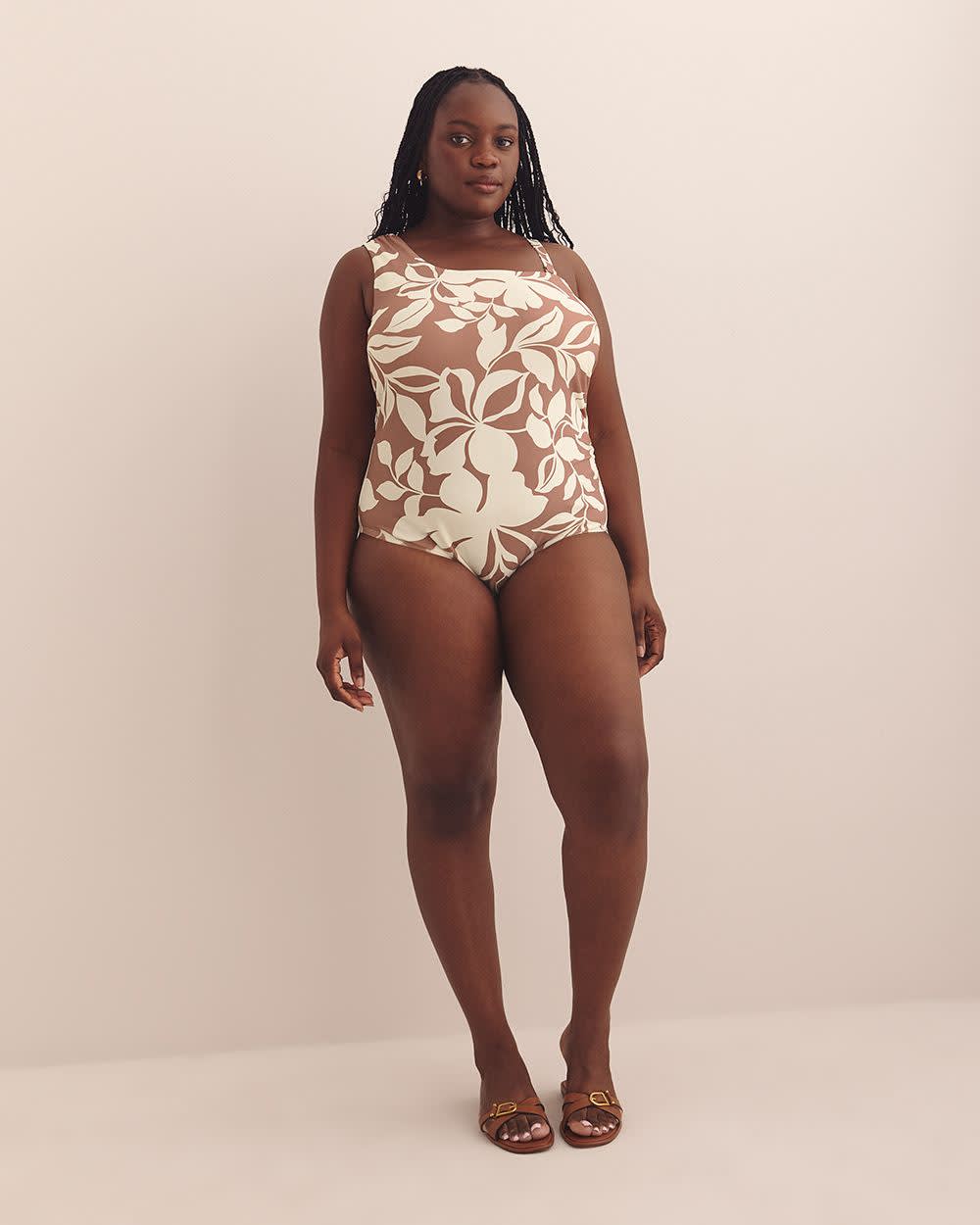 Floral Asymmetrical Asha One-Piece Swimsuit - Raisins Curve