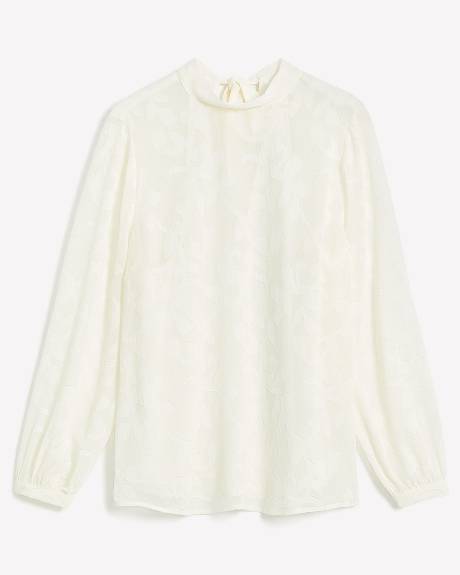 White Blouse with Satin V-Neck Cami Lining - Addition Elle