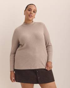 Ribbed Long-Sleeve Mock-Neck Tee - PENN. Essentials
