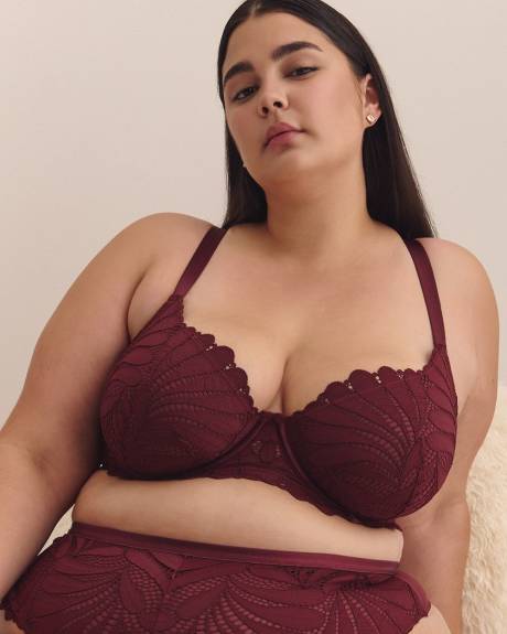 Underwire Burgundy Lace Balconette Bra - Déesse Collection