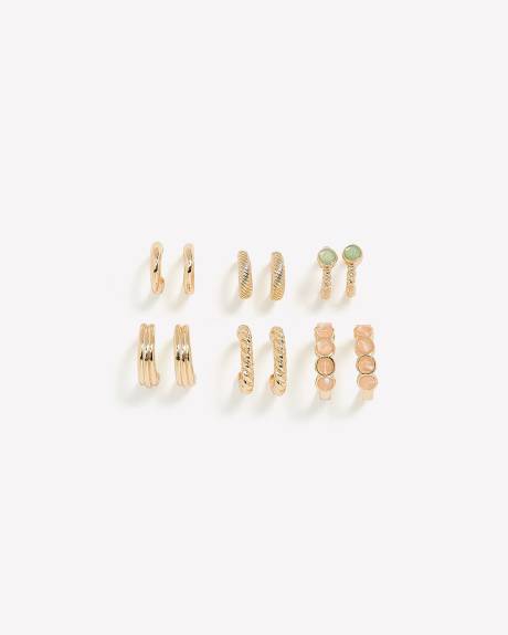 Assorted Mini Golden Hoop Earrings, Set of 6