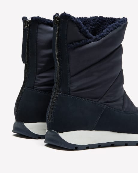 Extra Wide Width, Winter Puffer Booties with Back Zipper