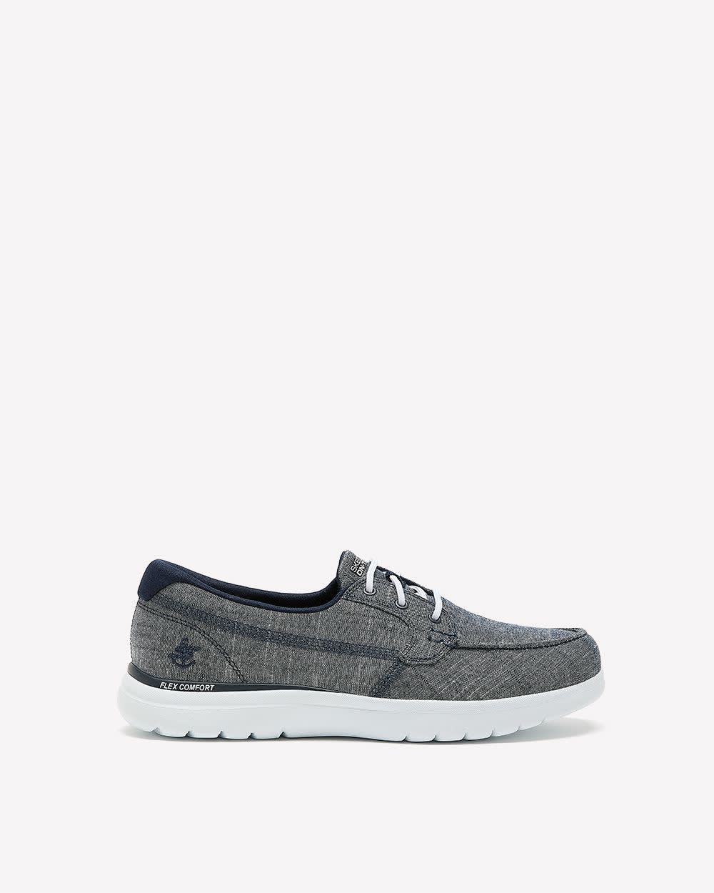 Chaussure bateau en lin chiné, pied large - Skechers