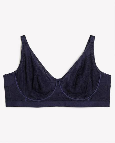 Blue Lace Unlined Underwire Plunge Bra - Déesse Collection