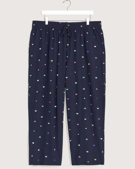 Pantalon de pyjama court imprimé à jambe droite, papillons - ti VOGLIO