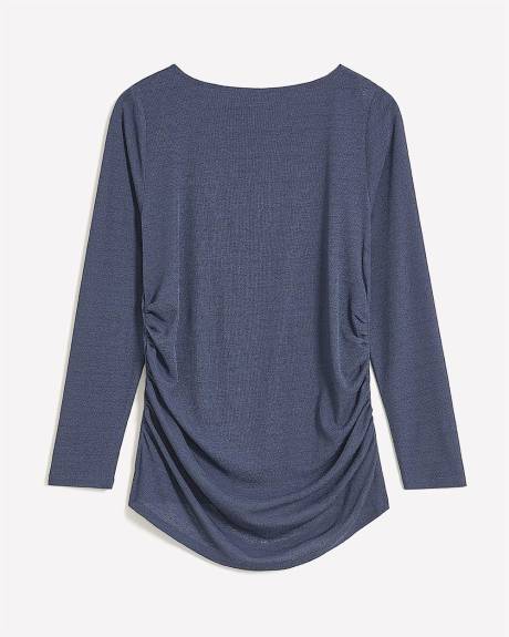 Boat Neck Top with Ruched Side Seams - Addition Elle