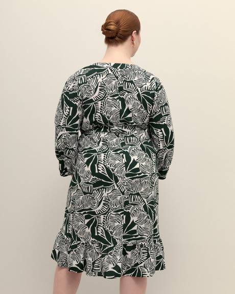 Robe à col fendu et manches 3/4, tissu responsable