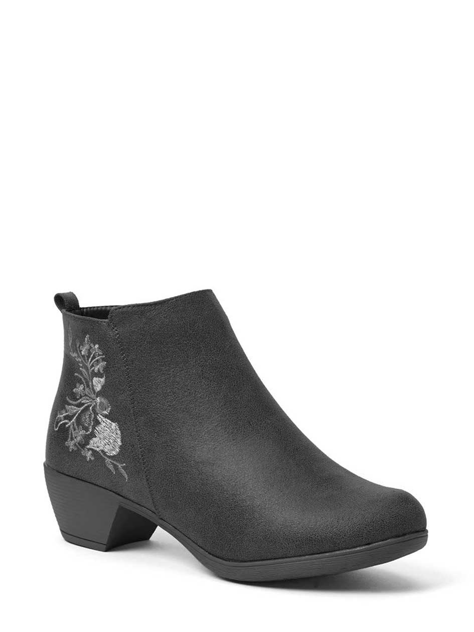 low heel wide width booties