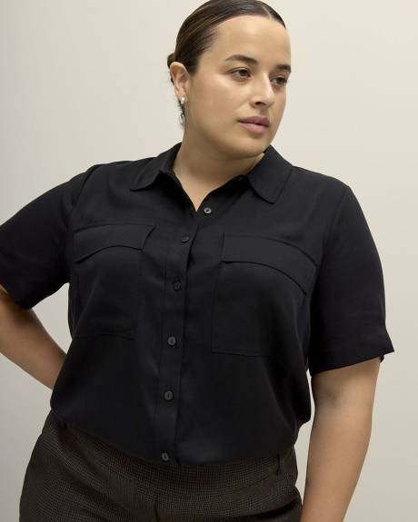 Chemise utilitaire noir à manches courtes, tissu responsable