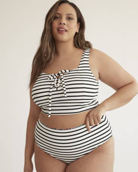 Lace-Up Longline Square Bikini Top