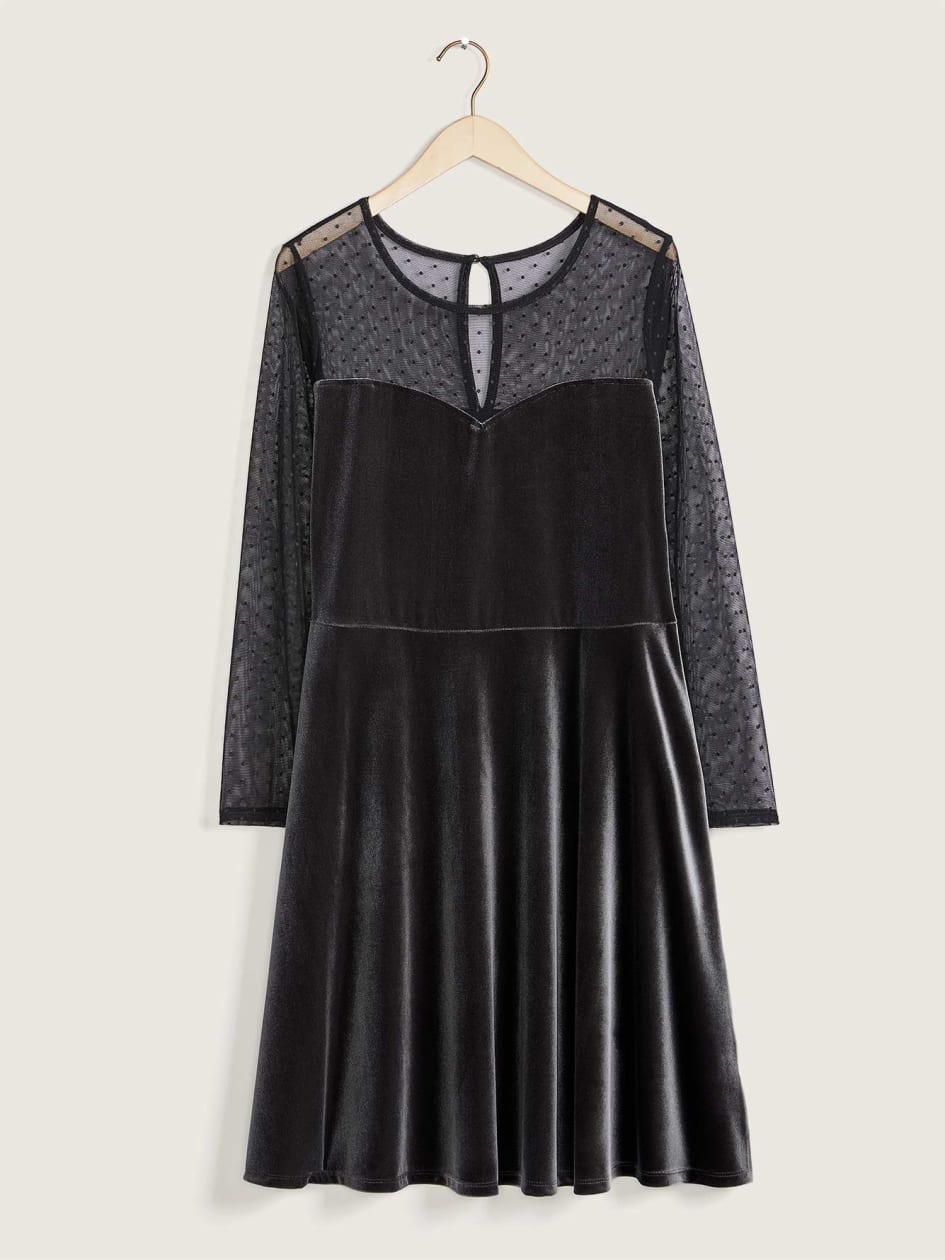 Long-Sleeve Velvet Dress - Addition Elle