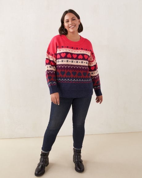 Jacquard Sweater With Scoop Neck - In Every Story