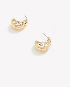 Golden Hammered Puffy Tear Drop Earrings