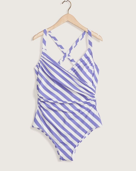 One-Piece Swimsuit With Wrap Front, Printed