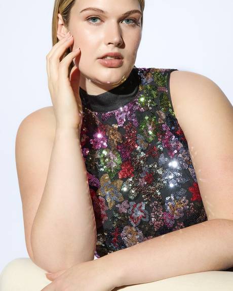 Meredith Shaw x PENN - Sequined Floral Sleeveless Short Dress