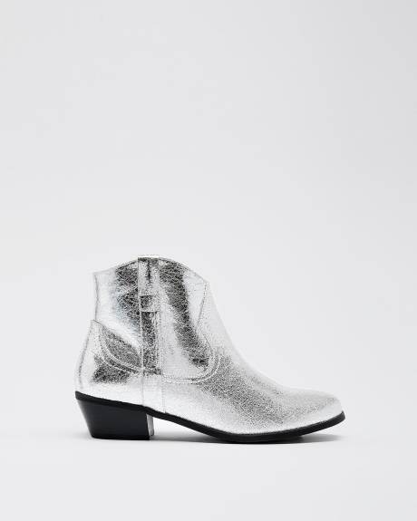 Extra Wide Width, Silver Western Bootie