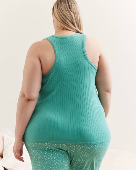 Rib Knit V-Neck Pyjama Tank Top - ti VOGLIO