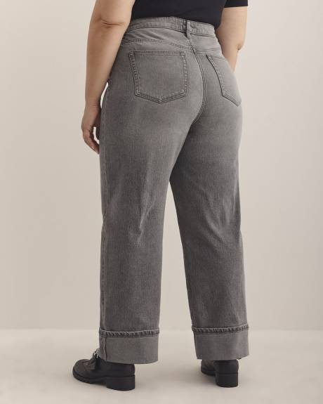 Grey Classic-Fit High-Rise Cuffed Wide-Leg Jeans - d/C JEANS