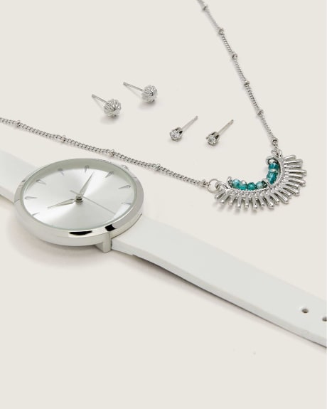 Watch Gift Set, Aqua/Silver - In Every Story