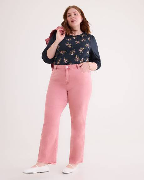 Crew-Neck Knit Top with Puffy-Sleeves