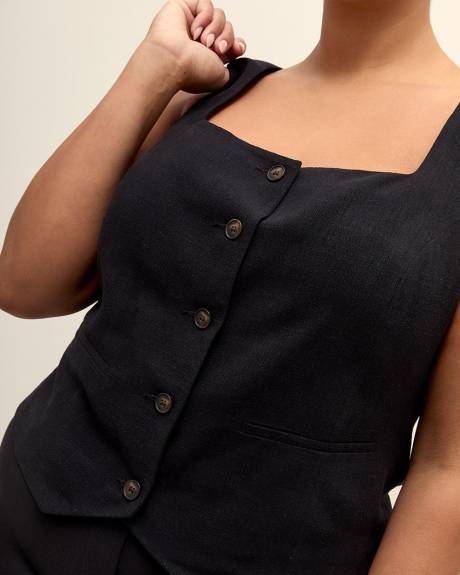 Veste sans manches ajustée à encolure carrée