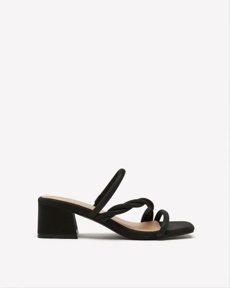 Extra Wide Width, Twist Strap Sandal with Flared Block Heel
