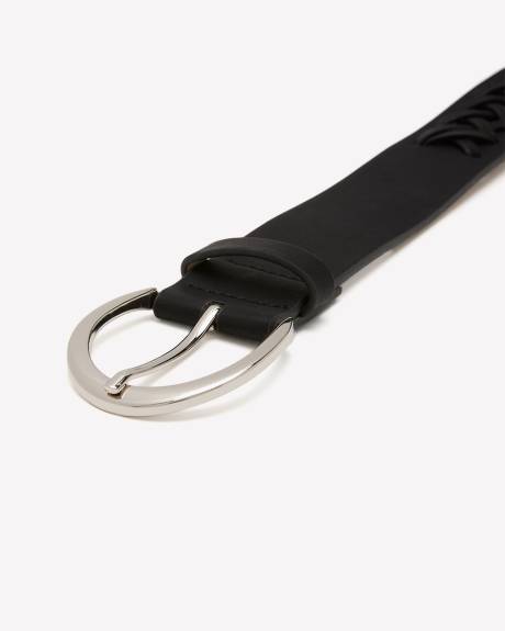 Ceinture noire avec détail tressé intégré