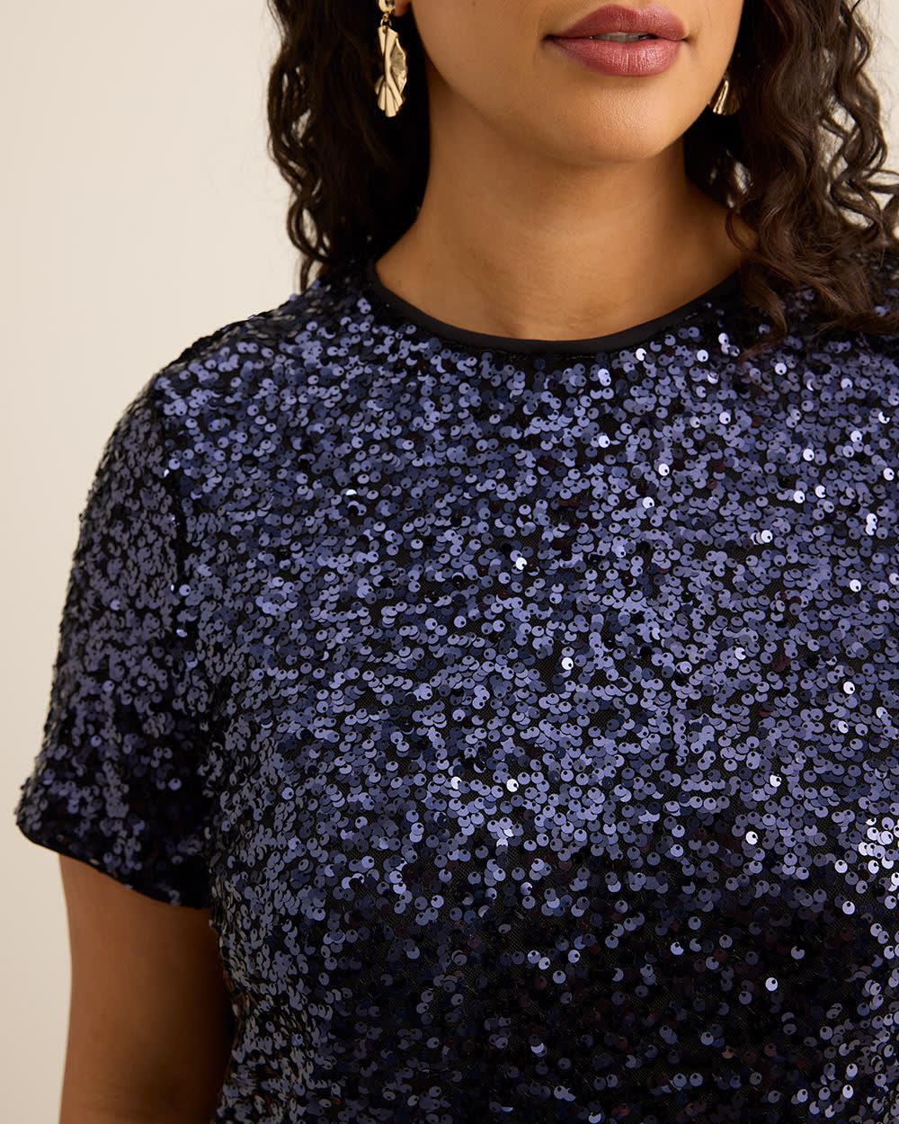 Haut à paillettes avec manches courtes Haut à paillettes avec manches courtes