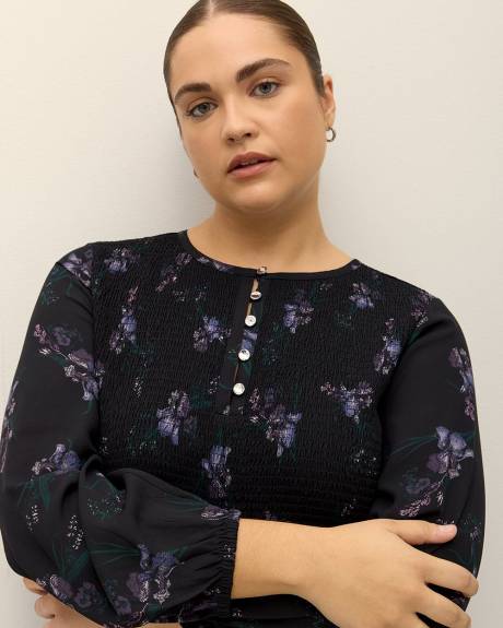 Responsible, Long-Sleeve Blouse with Smocking - Addition Elle
