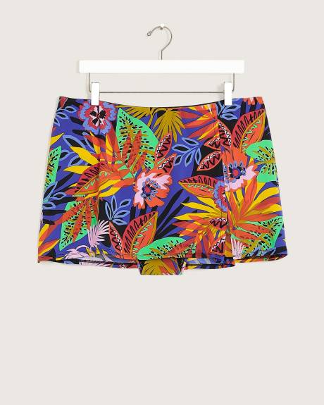 Jupe-maillot taille basse, motif tropical - Bleu Rod Beattie