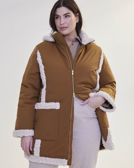 Parka aviateur effet mouton retourné, tissu responsable - Addition Elle