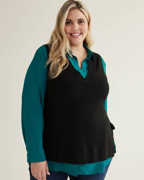Black Knit Sweater Vest with Open Sides