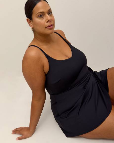 Black Swimdress with Side Waist Tie
