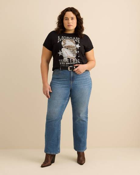 T-shirt noir avec imprim&eacute; de Morgan Wallen