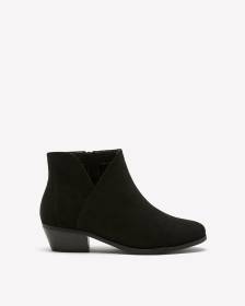 Extra Wide Width, Black Faux Suede Bootie with Side Zipper