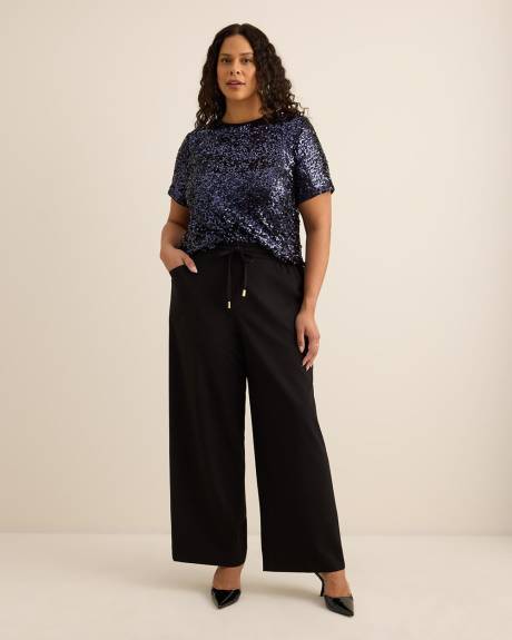 Black Pull-On Tuxedo Wide-Leg Pant Black Pull-On Tuxedo Wide-Leg Pant