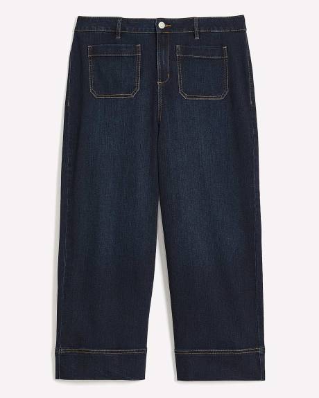 Jean écourté à jambe évasée avec poches appliquées, coupe 1948, tissu responsable - d/C JEANS