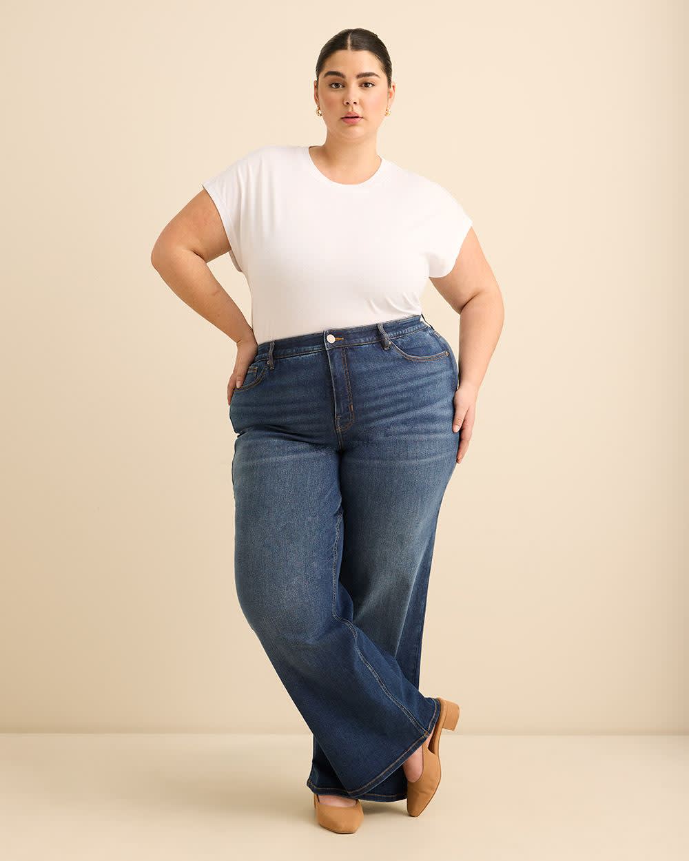Classic-Fit Wide-Leg Mid-Rise Jean with Tummy Control - d/C JEANS