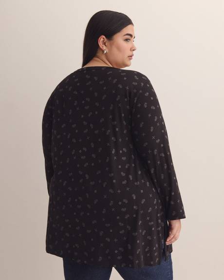 Tunique col en V, coupe girlfriend, tissu responsable