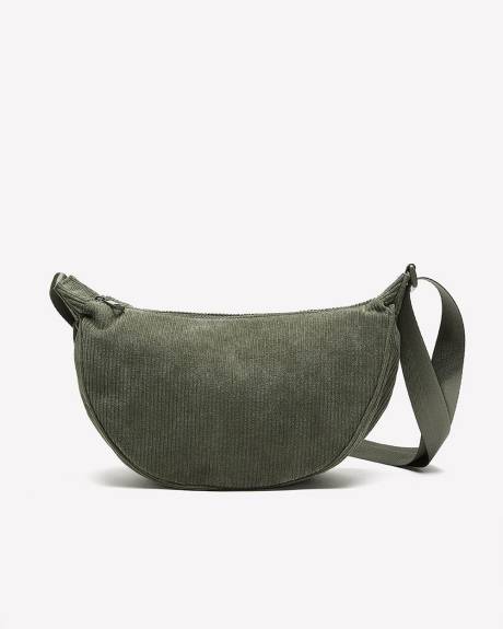 Sac à main en velours côtelé en forme de quartier de lune