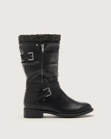 Extra Wide Width Mid-Calf Shearling Boots - Addition Elle