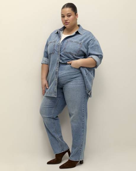 Denim Buttoned Down Tunic Shirt