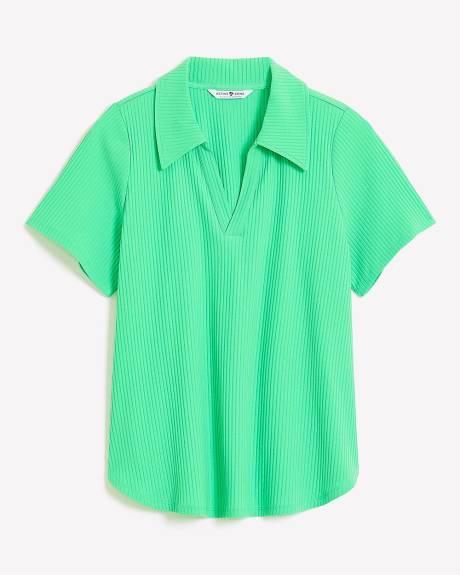 Wide Rib Short-Sleeve Collared Top - Active Zone