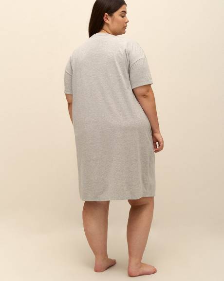 Chemise de nuit chinée à manches mi-longues avec appliqué en coeur - ti Voglio