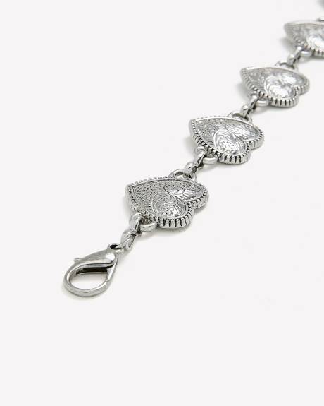 Ceinture argent&eacute;e &agrave; maillons en forme de coeur