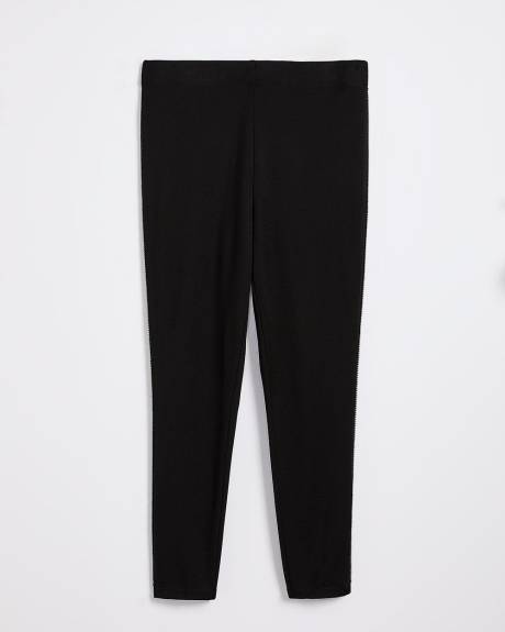 Responsible, Black Ponte de Roma Legging with Ball Chain Side Detail