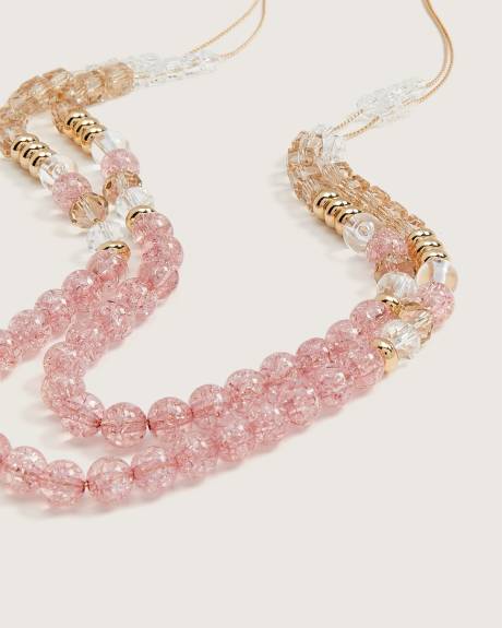 Collier moyen à 2 chaînes avec billes de verre