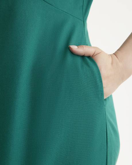Blue-Green Off-the-Shoulder Sweet Paradise Linen Dress - City Chic